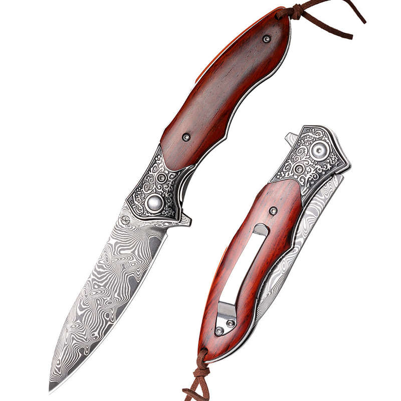 Koch - Handmade Stainless Damascus Folding Knife - KKDK003