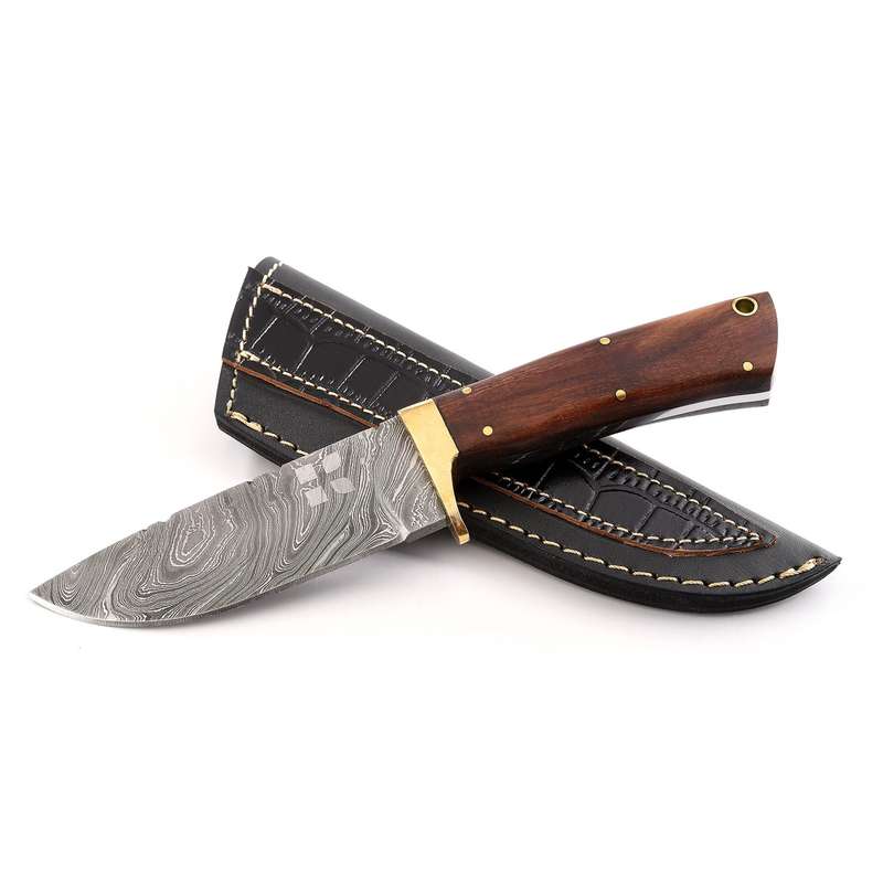 Walnut - Fixed Blade Knife - Leather Sheath