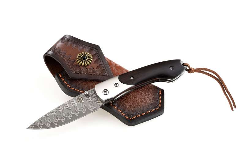 Koch - Handmade Stainless Damascus Folding Knife - KH2144