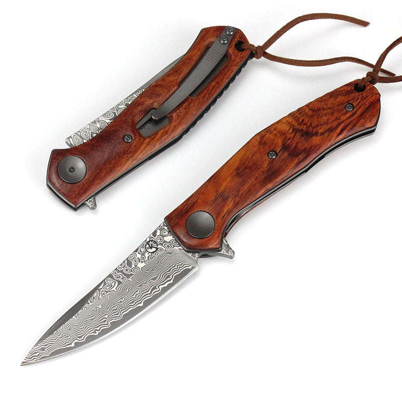 Koch - Handmade Stainless Damascus folder Rosewood - KKGT4020W