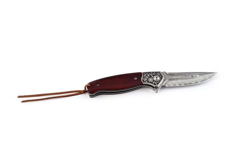 Koch - Handmade Stainless Damascus Folding Knife - QY2316