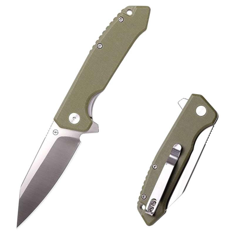 Koch - Liner Lock D2 Blade, G10 Handle Folding Knife Green - QY16022G