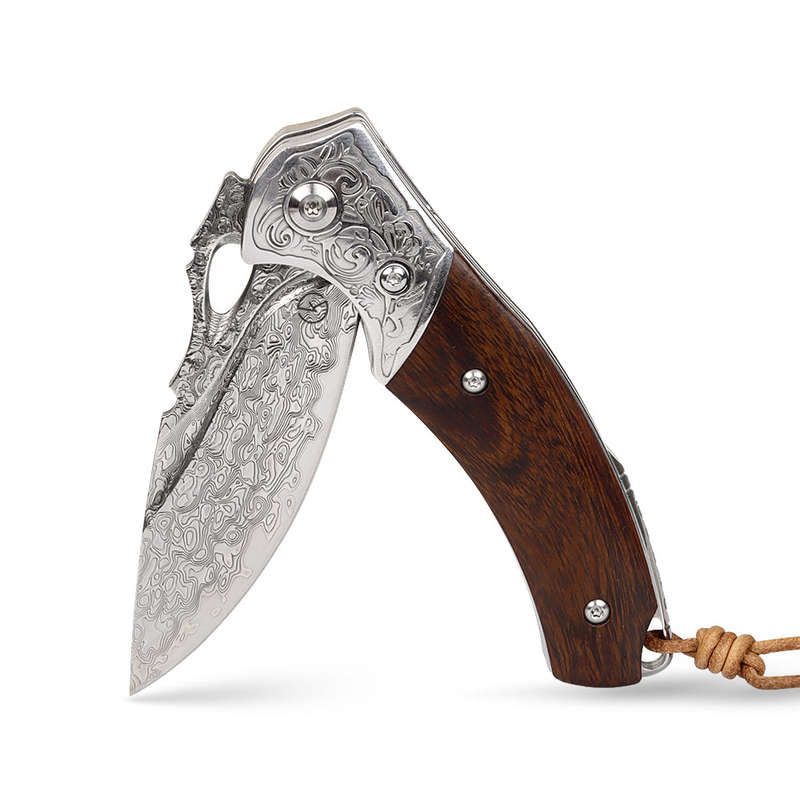 Koch - Handmade Stainless Damascus folder - QY2314