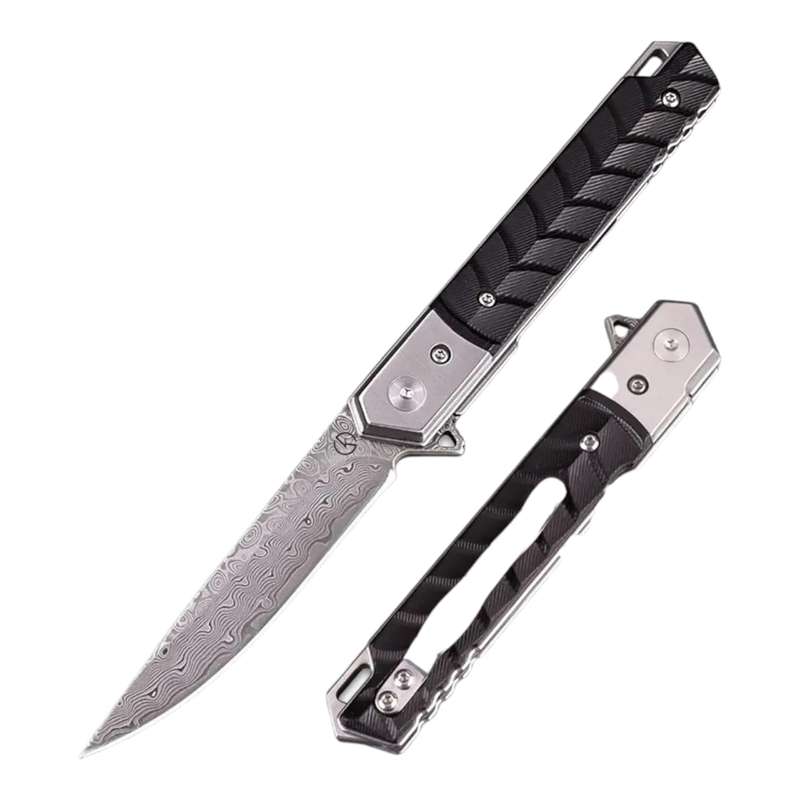 Koch - Handmade Stainless Damascus Folding Knife - QY2301