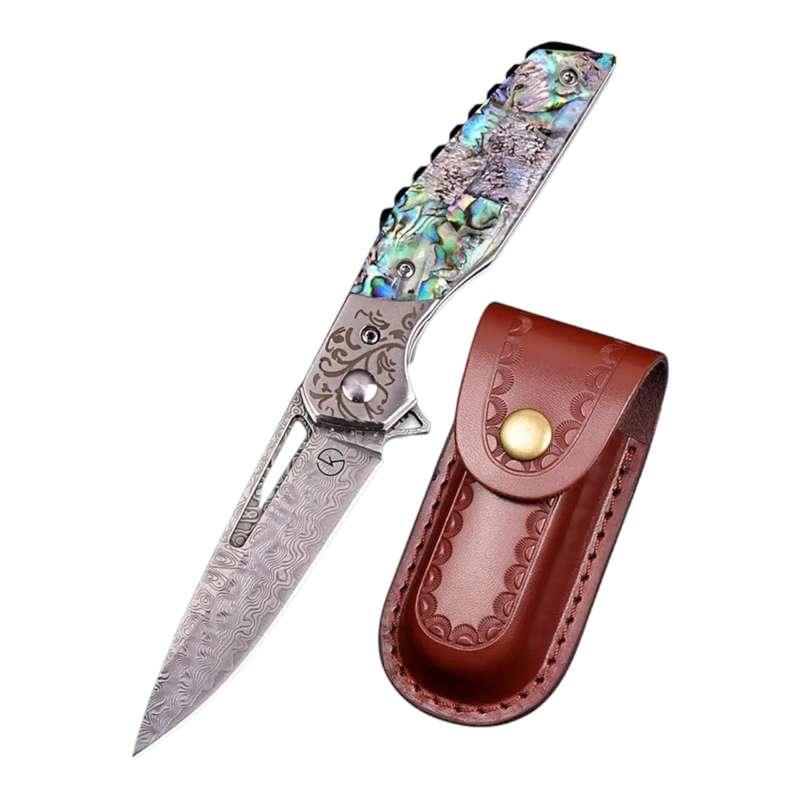 Koch - Handmade Stainless Damascus Folding Knife - QY2303