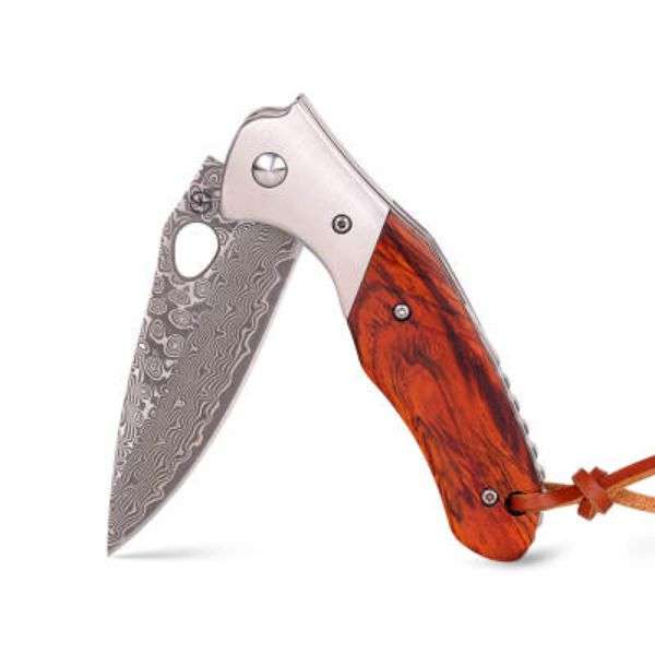Koch - Handmade Stainless Damascus Folding Knife - KH2743