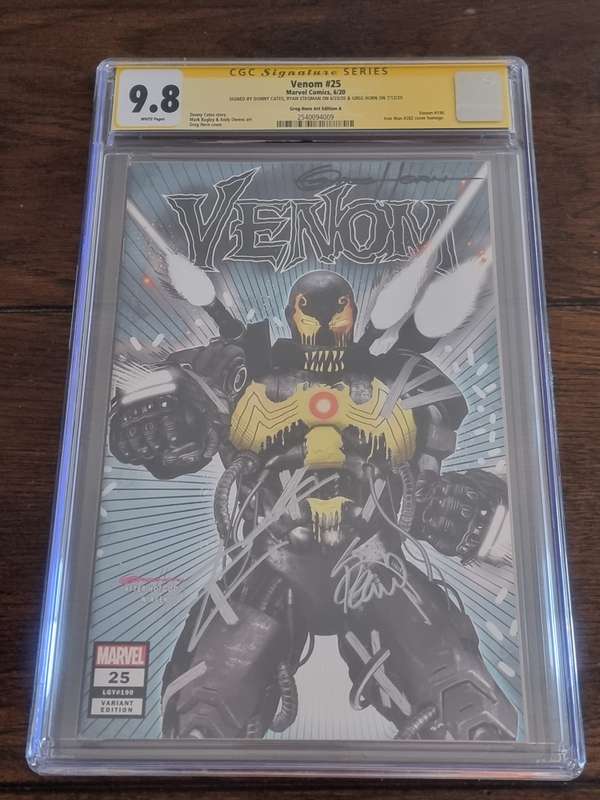 Venom 25, CGC 9.8 SS, Greg Horn 3x Signed First Virus Cover!