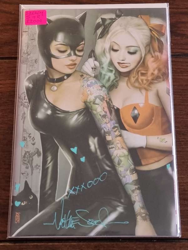 Catwoman and Harley, Szerdy Tatttoo Foil, Signed and Remarked, NO COA
