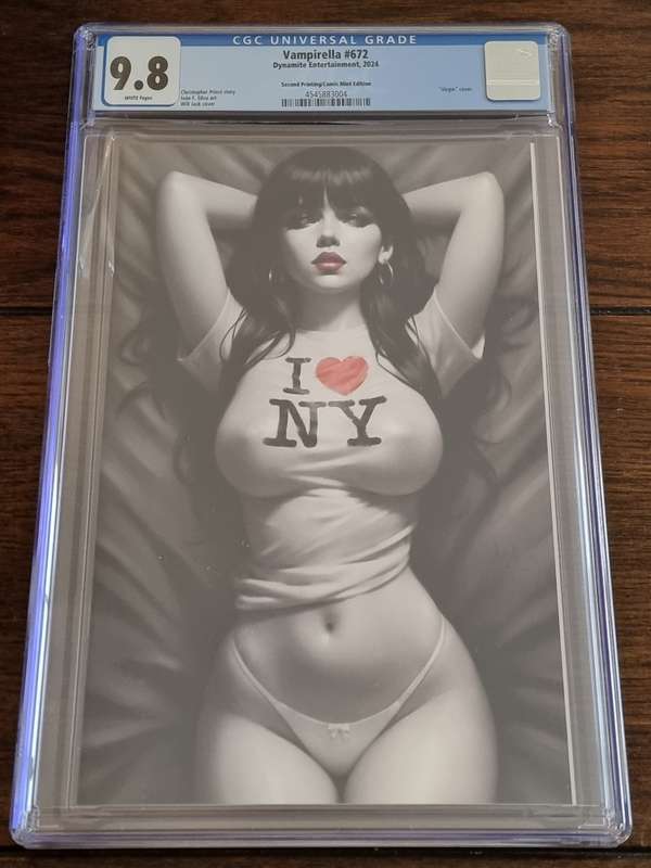 Vampirella 672 Will Jack 'I  NY' Black/White, 2nd Print Variant, CGC 9.8