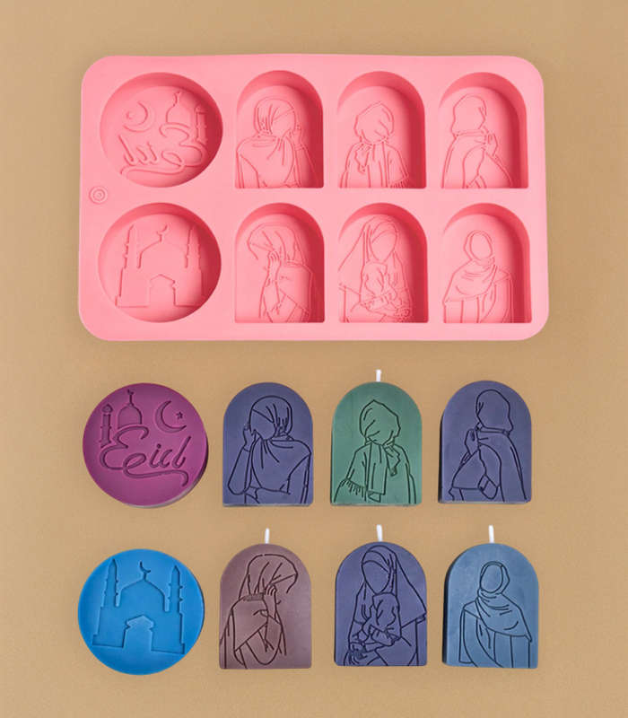 Silicone Mould - Eid Mubarak & Abstract Portrait (8 Cavity)