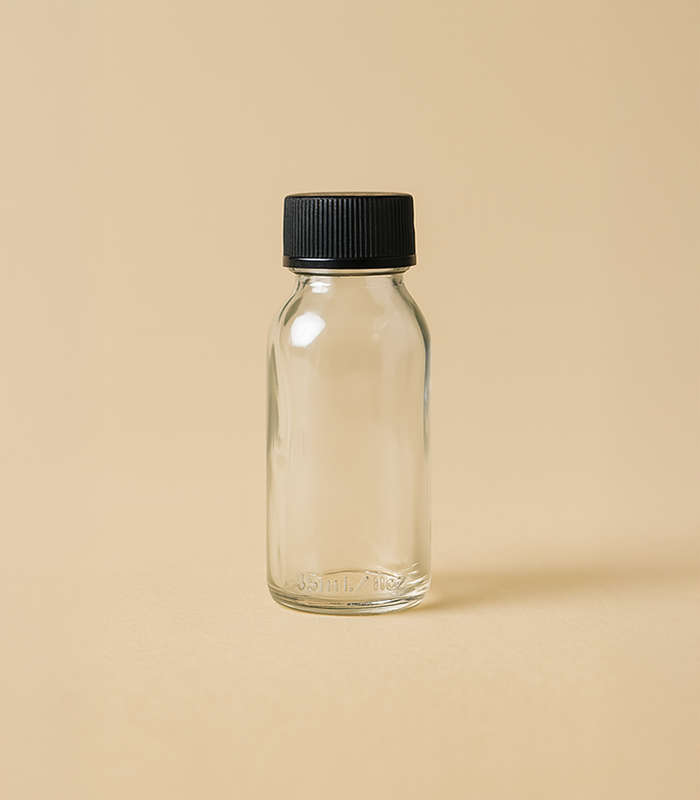 Glass Bottle - Clear (Flat Cap)