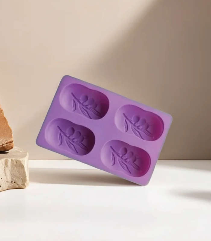 Silicone Soap Mould - Oval with Olive Branch Design