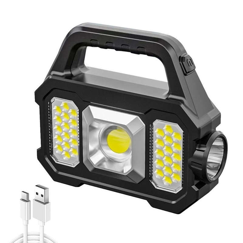 Solar LED Camping Flashlight USB Rechargeable with Powerbank - Solar Charging Lamp