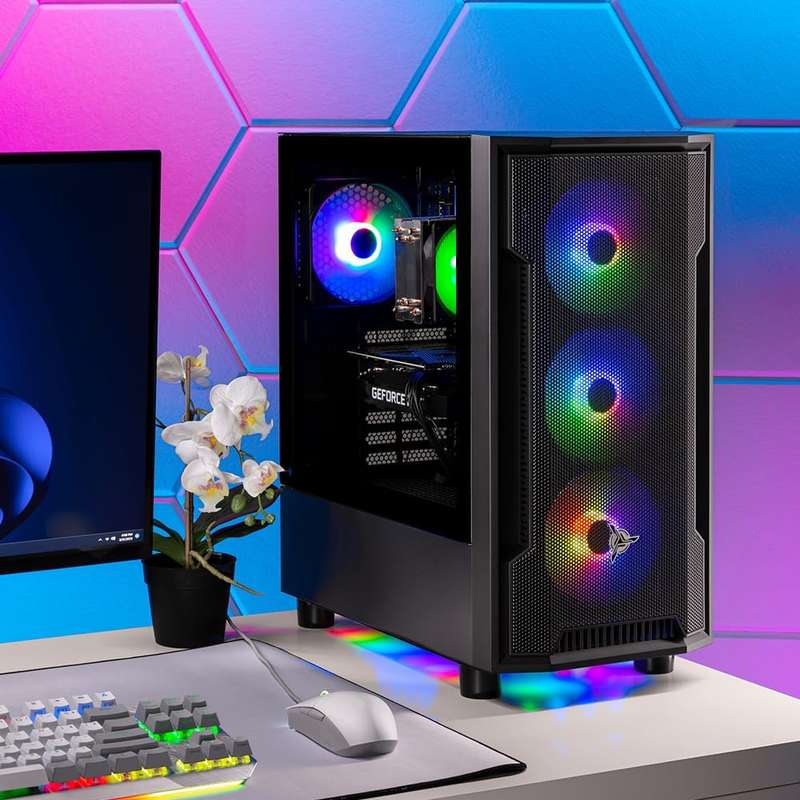 Rosa Tech Shadow Gaming PC, Intel i5 13400F 2.5 GHz (4.6GHz Turbo Boost), NVIDIA RTX 4060 8GB GDD...
