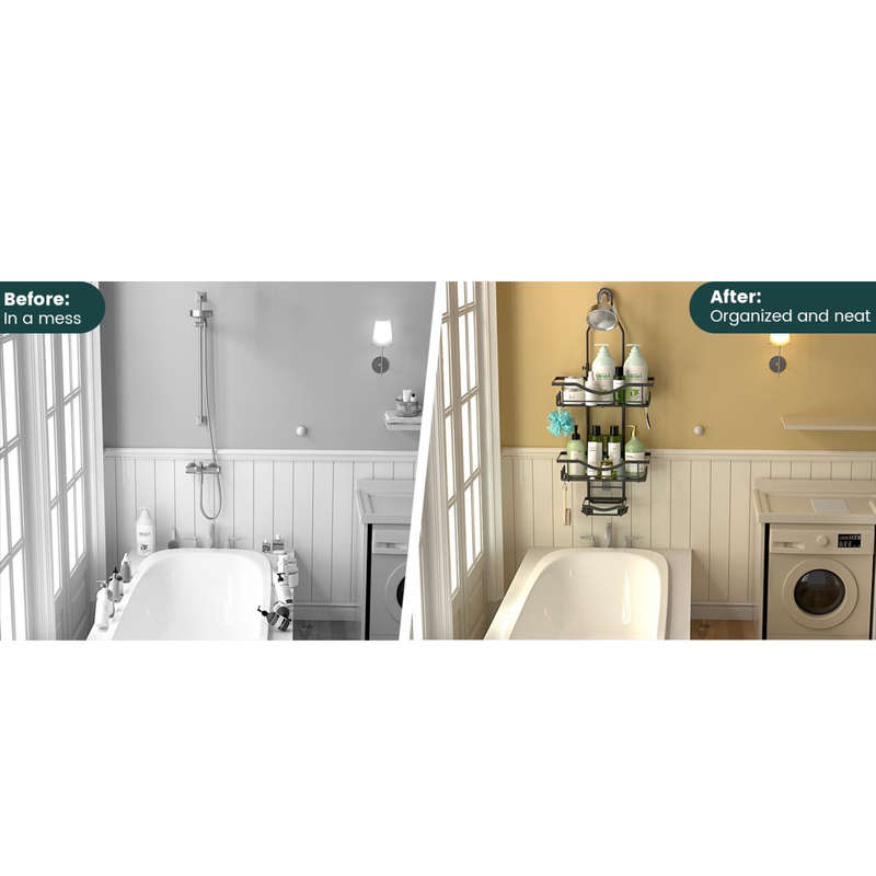 Shower Caddy Organizer Adjustable Height Rustproof With Soap Holder