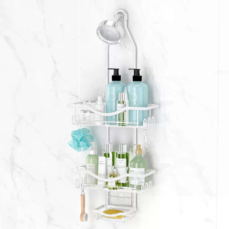 Shower Caddy Organizer Adjustable Height Rustproof With Soap Holder