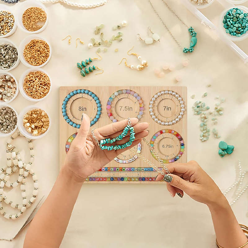 Bamboo Bead Board Bracelet Jewelry Making Design Kit DIY Women Girls Youth