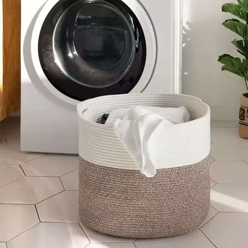 Sheikhs Versatile Natural Cotton Rope Round Storage Baskets Extra Large