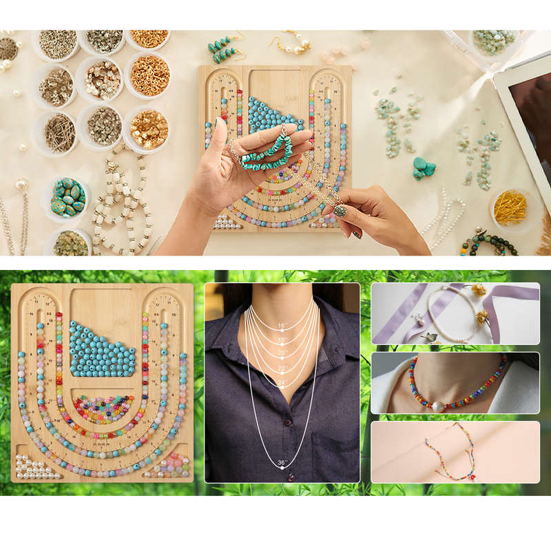 Bamboo Bead Board Necklace Jewelry Making Design Kit DIY Women Girls Youth