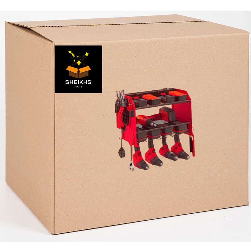 Garage Storage Power Tool Organizer 4 Drills Holder 2 Layers Shelf Rack