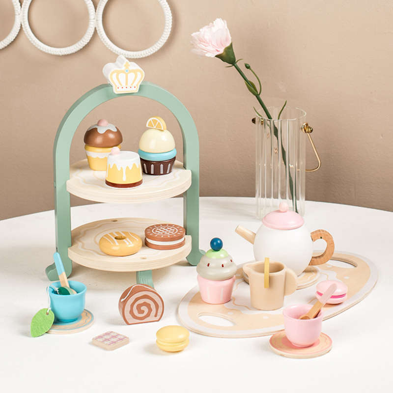 Montessori Pretend Play Afternoon Wooden Tea Party Set Toddlers Boys Girls