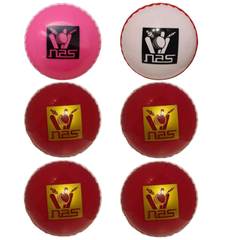 NAS Wind Ball Cricket Ball with Seam for Indoor & Outdoor Practice - 6-Pack