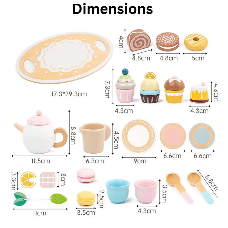 Montessori Pretend Play Afternoon Wooden Tea Party Set Toddlers Boys Girls