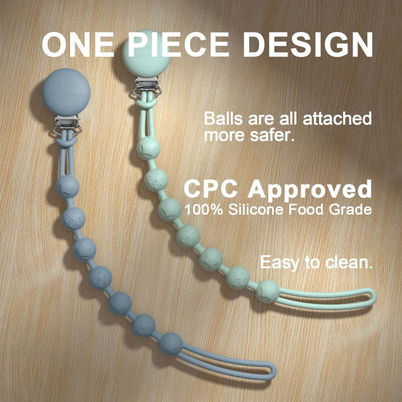 Baby Pacifier Teether Clip Chain BPA Free Food Grade Silicon Chewable
