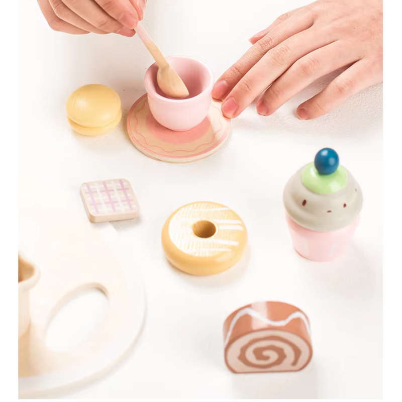 Montessori Pretend Play Afternoon Wooden Tea Party Set Toddlers Boys Girls