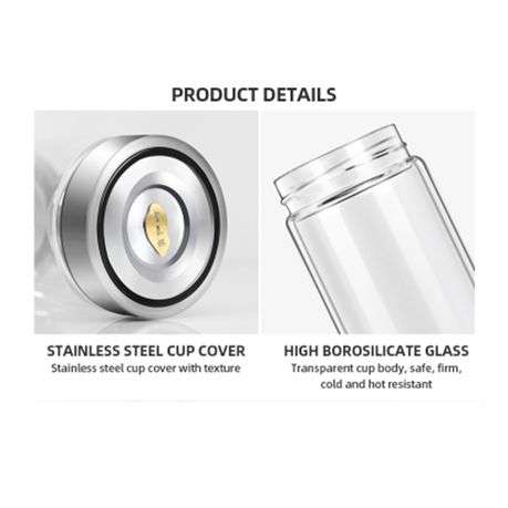 Hydrogen Water Bottle Portable and Rechargeable with 1600PPB Hydrogen Content