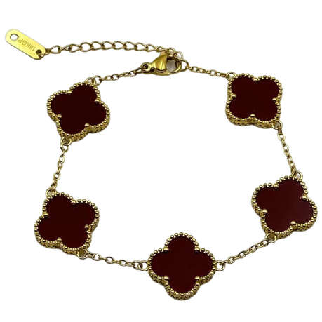 Luxury Clover Leaf Bracelet Fashion Jewelry Girls Women Romantic Gift - MAROON