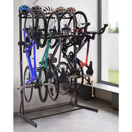5 Bikes Freestanding Vertical Bike Rack Storage with Helmet Holders Home
