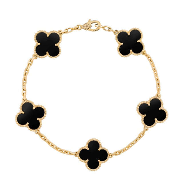 Luxury Clover Leaf Bracelet Fashion Jewelry Girls Women Romantic Gift - BLACK