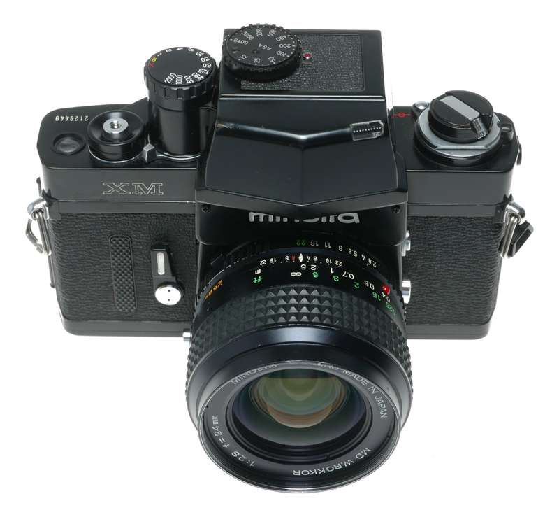 Minolta XM SLR Film Camera with MD W.Rokkor 24mm f/2.8 Lens