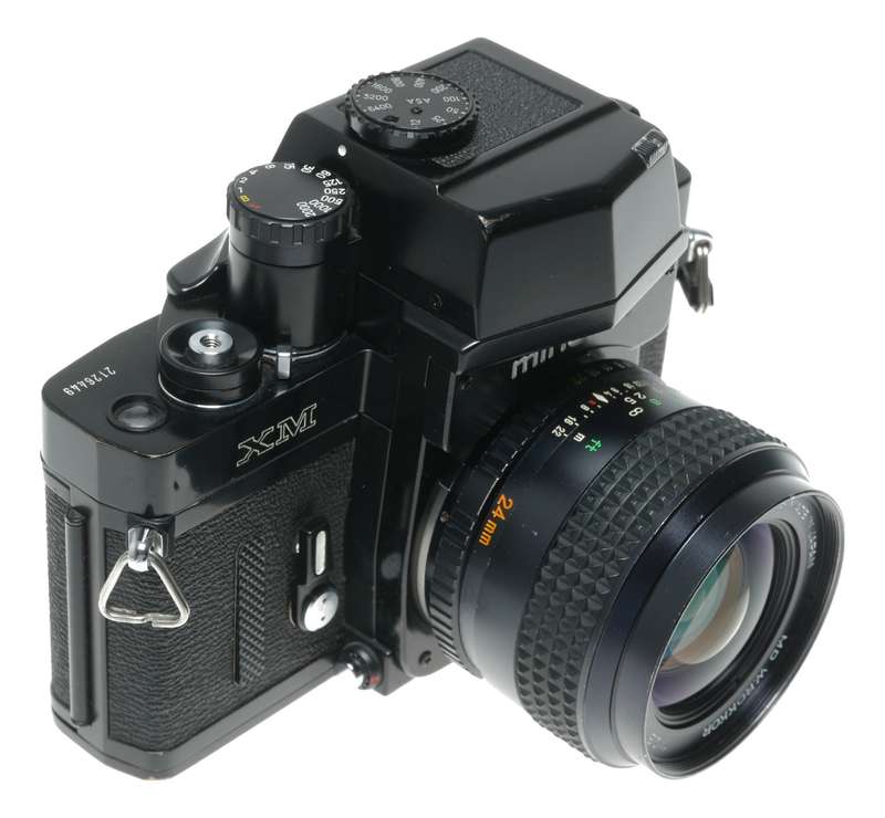 Minolta XM SLR Film Camera with MD W.Rokkor 24mm f/2.8 Lens