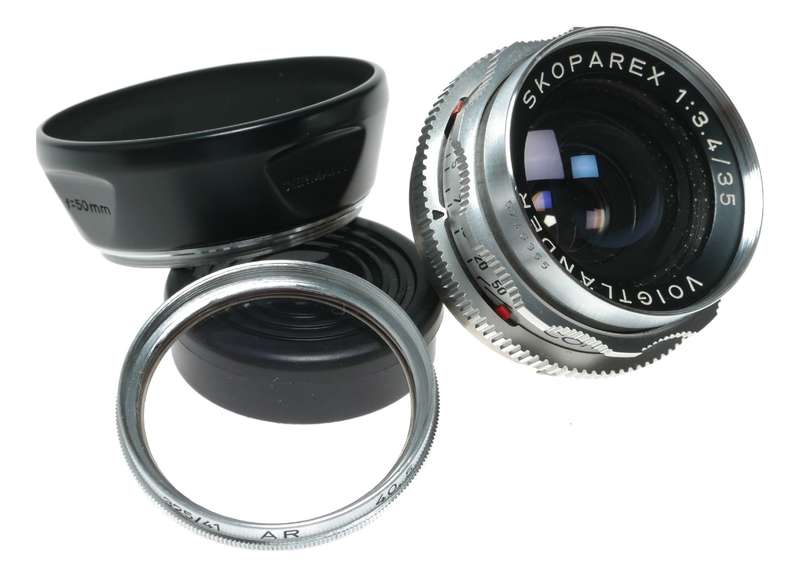 Voigtländer Skoparex 35mm f/3.4 Lens with Hood, Case, Filter