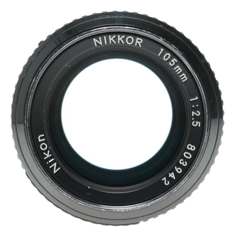 Nikon F Camera Nikkor 105mm f/2.5 Prime Lens 35mm SLR Black