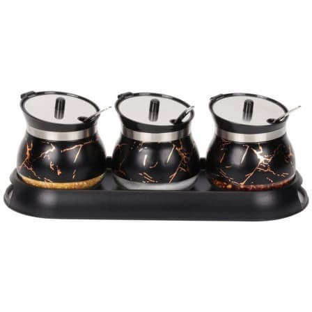 Condiment Spice Jars - Set of 3 - Black