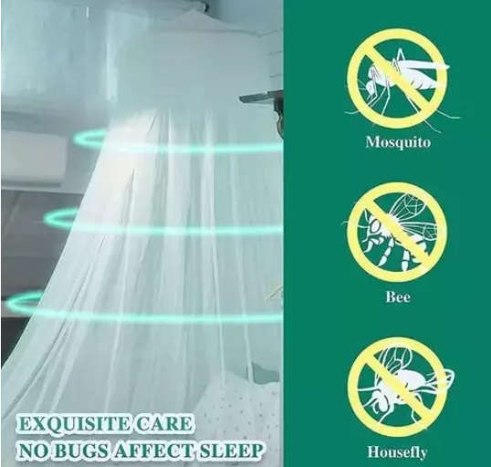 Mosquito net over bed