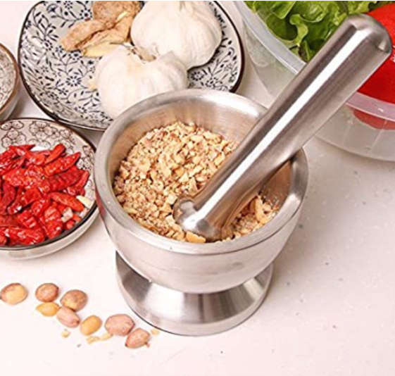 Stainless Steel Metal Spice Mortar With Pestle