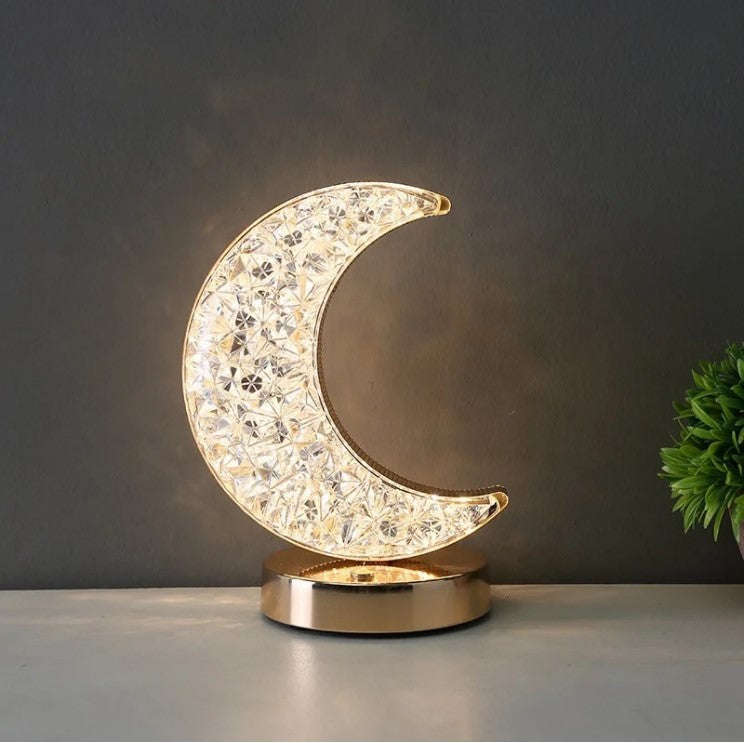 Crystal Rechargeable Table Desk Lamp - Moon Shape