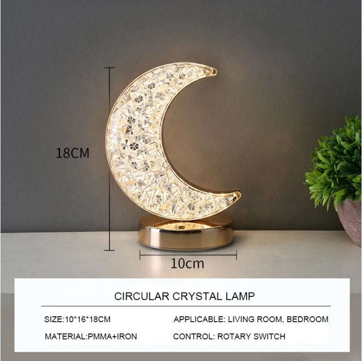 Crystal Rechargeable Table Desk Lamp - Moon Shape