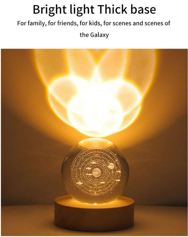 Luminous Crystal Ball Galaxy Night Light Decoration 3D Laser Carved - Milky Way