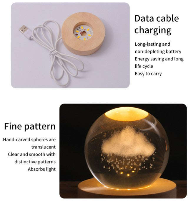 Luminous Crystal Ball Galaxy Night Light Decoration 3D Laser Carved - Milky Way