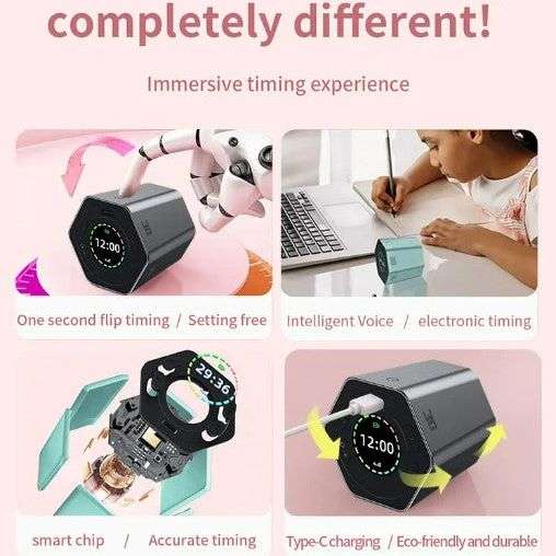 Hexa Digi Clock- Black