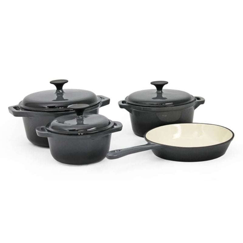 Cast Iron Pot Set 7pcs - Black