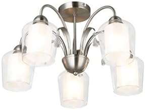 Bright Star Lighting CH250/5 5 Light Satin Chrome Chandelier with Clear and Frosted Glasses