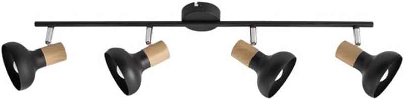 Bright Star Lighting 4 Light Metal Wood Finish Polished Chrome Spotlight, Black
