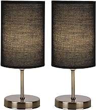 Bright Star Lighting Antique Brass Bedside Lamp Twin Pack with Shade, Black