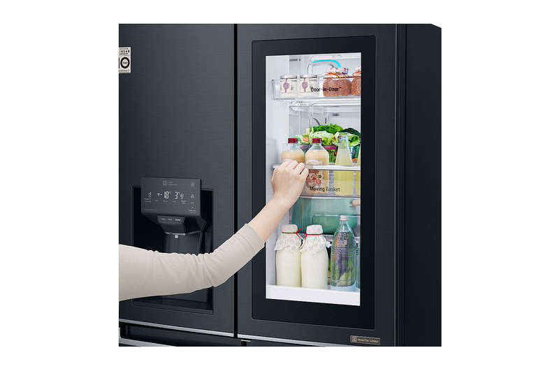 LG 889L 4 Door Instaview Door in Door Side by Side Fridge - Matte Black-GR-X31FMQRL.AMCQESA